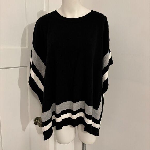 Talbots size XS/S Flowy Black and Grey Neutral Business Casual Poncho Sweater - Picture 1 of 8